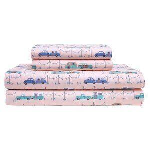 Whimsical Collection Microfiber Twin 3-Piece Sheet Set With Camper & Car Design